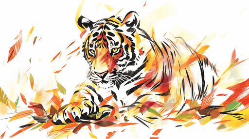 Papier peint tigre Couleurs vives et intenses