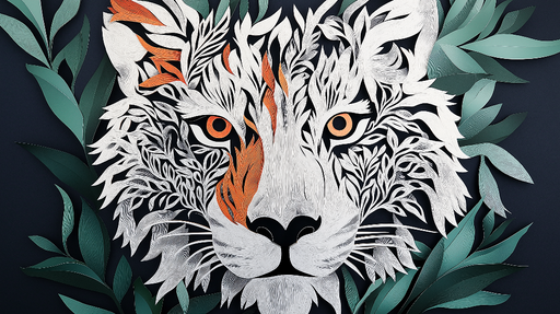 Papier peint tigre Design artistique avec motifs de feuilles