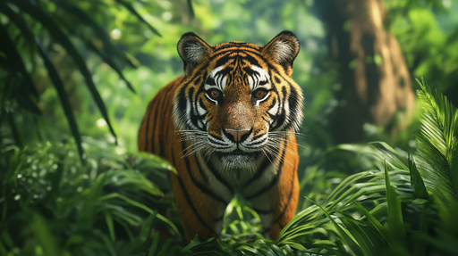 Papier peint tigre Instant sauvage en pleine jungle