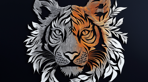Papier peint tigre Motif artistique d'un tigre stylisé en noir et orange