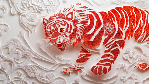Papier peint tigre Tigre en papier découpé aux motifs vibrants