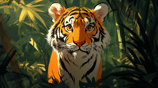 Papier peint tigre Tigre majestueux dans une jungle verdoyante