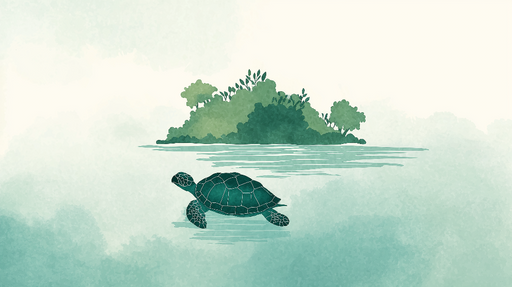 Papier peint tortue marine Une tortue nageant paisiblement dans des eaux turquoise