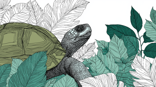 Papier peint tortue tropicale Un mélange captivant de tortue et de feuillage luxuriant