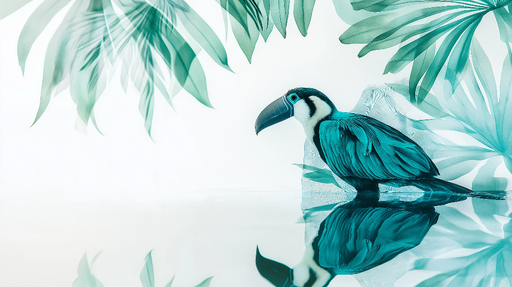 Papier peint toucan bleu Jungle et reflet