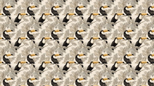 Papier peint toucan Élégants toucans perchés sur des feuillages délicats