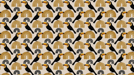 Papier peint toucan et arc-en-ciel Motif ludique de toucans perchés et d'arcs-en-ciel colorés