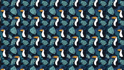 Papier peint toucan et feuillage Toucans et feuilles luxuriantes