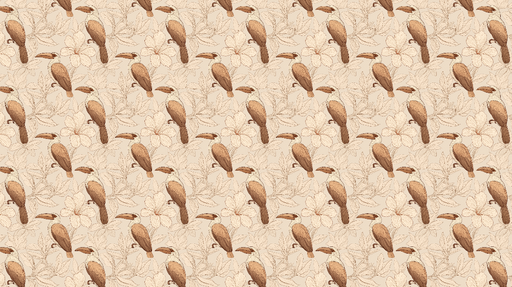 Papier peint toucan et fleurs Un motif tropical élégant avec des toucans et des fleurs délicates