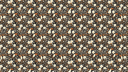 Papier peint toucan floral Motif de toucans entourés de fleurs blanches et de feuilles