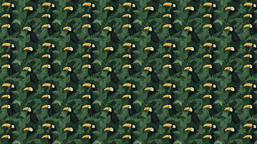 Papier peint toucan Motif de toucans parmi des feuillages luxuriants