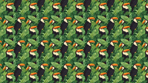 Papier peint toucan Motif de toucans parmi un feuillage luxuriant