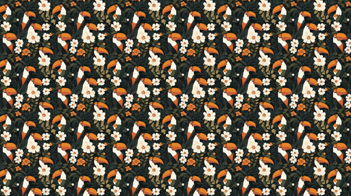 Papier peint toucan Motif luxuriant avec toucans et fleurs éclatantes