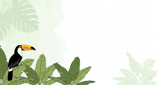 Papier peint toucan Un toucan coloré parmi des feuilles tropicales luxuriantes