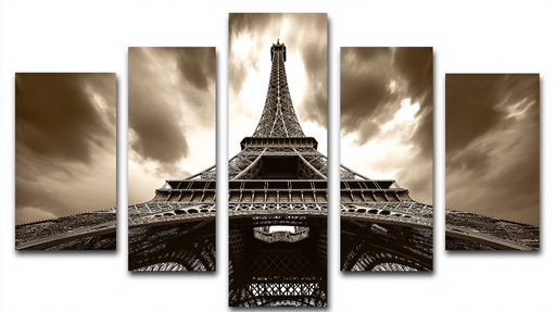 Papier peint tour Eiffel Vue plongeante stylisée de la célèbre structure parisienne