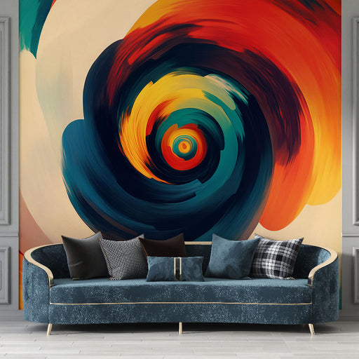 Papier peint tourbillon abstrait aux couleurs vives en spirale pour salon moderne