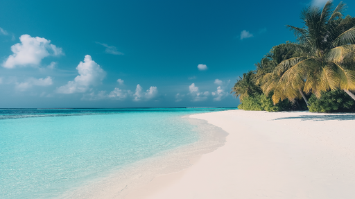 Papier peint tropical Eau turquoise et sable blanc