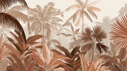 Papier peint tropical Feuillage luxuriant dans des tons terreux