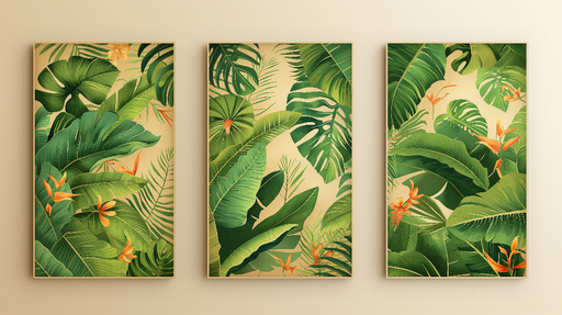 Papier peint tropical Feuillage luxuriant et fleurs exotiques