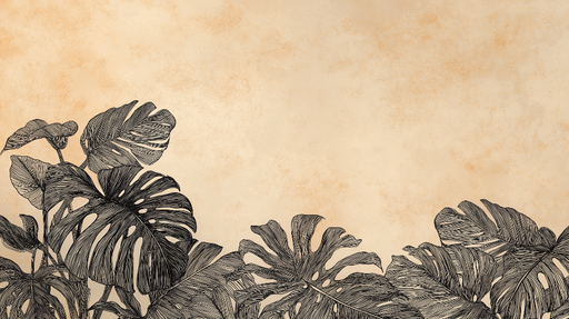 Papier peint tropical Feuilles de monstera sur un fond texturé doré