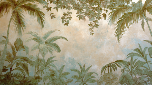 Papier peint tropical Feuilles de palmiers élégantes sur fond doré