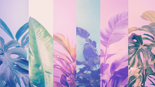 Papier peint tropical Feuilles exotiques aux nuances pastel