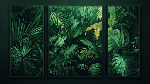 Papier peint tropical Feuilles luxuriantes dans des nuances de vert profond