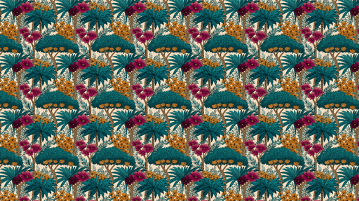 Papier peint tropical Mélange de palmiers et de fleurs exotiques