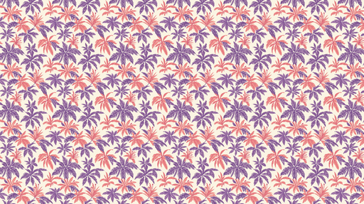 Papier peint tropical Motif de feuillage coloré dans des teintes de violet et pêche