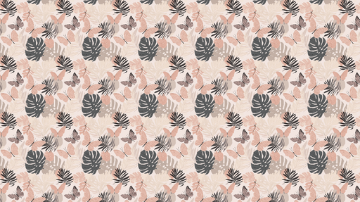 Papier peint tropical Motif de feuilles exotiques et papillons délicats