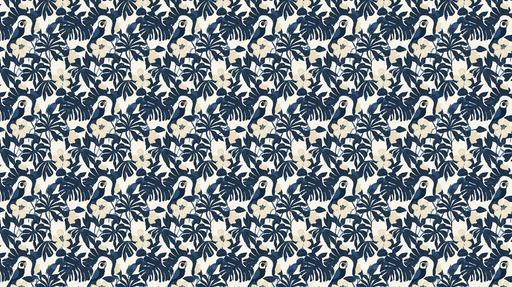 Papier peint tropical Motif de toucans et de fleurs sur fond clair