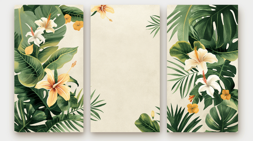 Papier peint tropical Motif luxuriant de fleurs et de feuillage