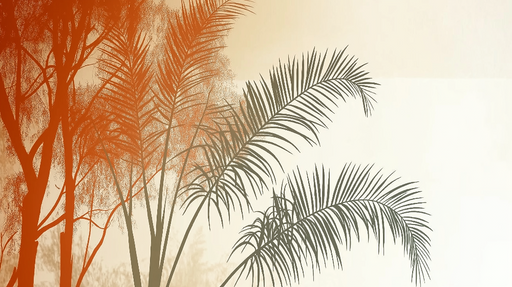 Papier peint tropical Motifs de feuillage aux nuances chaudes