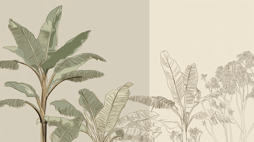 Papier peint tropical Palmiers stylisés sur fond neutre