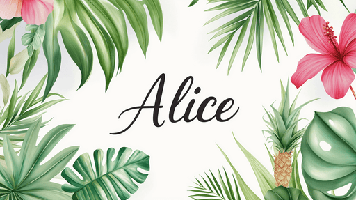 Papier peint tropical personnalisé Motif de feuillage luxuriant et prénom Alice