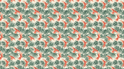 Papier peint tropical Plantes luxuriantes et aras colorés en vol