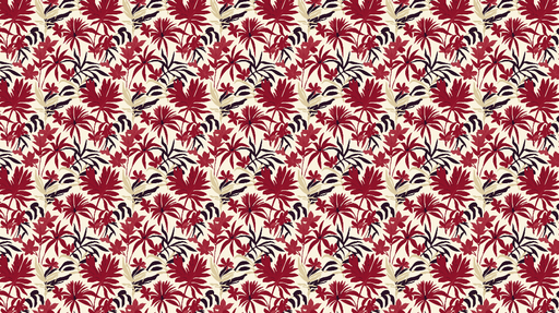 Papier peint tropical rouge Motifs floraux vibrants sur fond clair