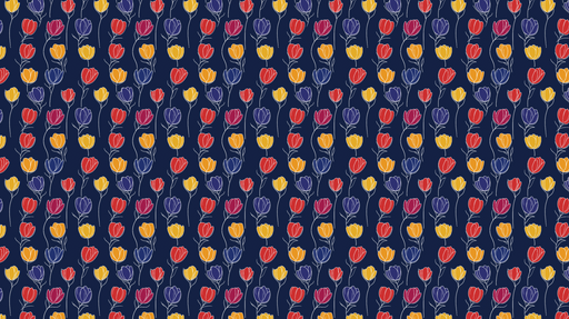 Papier peint tulipes colorées Un motif joyeux de tulipes aux teintes vives sur fond marin