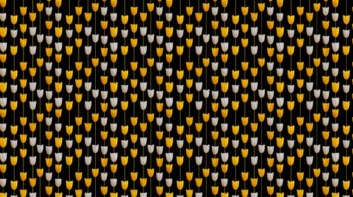 Papier peint tulipes Motif de tulipes jaunes et blanches sur fond noir