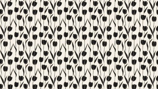 Papier peint tulipes noires Motif de tulipes stylisées sur fond crème
