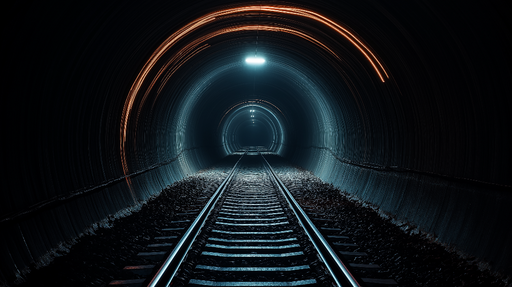Papier peint tunnel Ambiance mystique dans un tunnel ferroviaire sombre