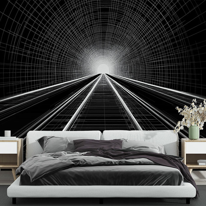 Papier peint tunnel | Vision stylisée d'un tunnel lumineux