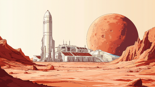 Papier peint univers Base extraterrestre sur Mars