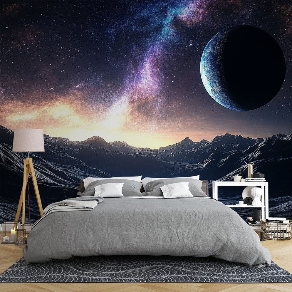 Papier peint univers | Paysage stellaire avec une planète mystérieuse ...
