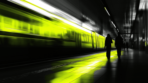 Papier peint urbain Silhouettes de passants dans une station de métro moderne