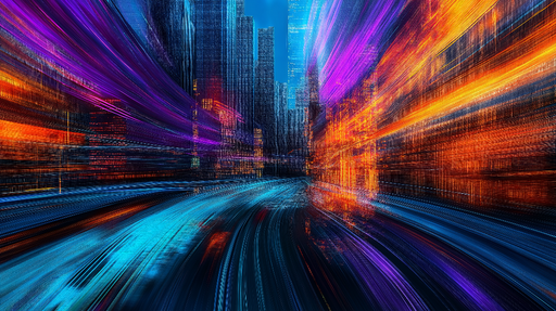 Papier peint urbain Visuel dynamique de lumières de ville en mouvement