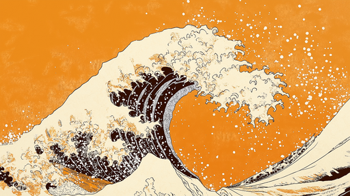 Papier peint vague artistique Design inspiré des grandes vagues japonaises