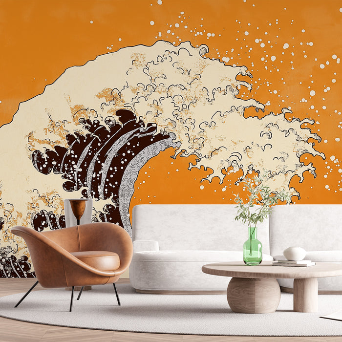 Papier peint vague artistique | Design inspiré des grandes vagues japonaises