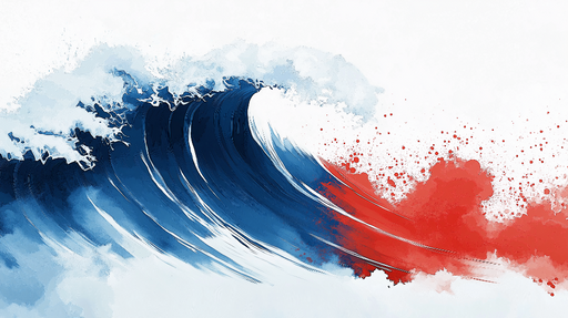 Papier peint vague Dessin en dualité bleu et rouge