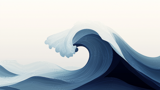 Papier peint vague Minimalisme bleu et blanc